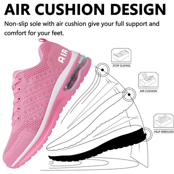 Ziitop Pink Ladies Non Slip Lightweight Fashion Sneakers Breathable Shoes - Picture 5 of 7
